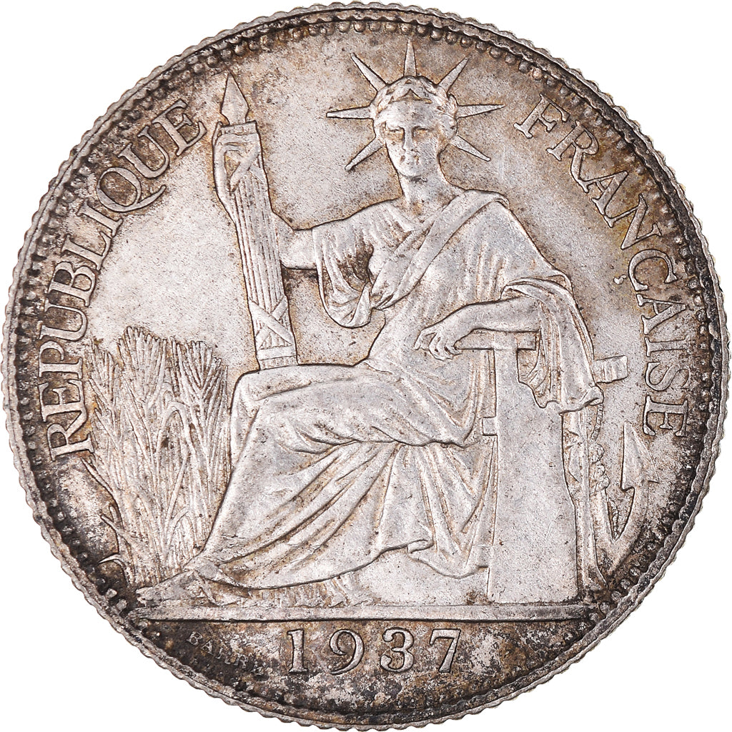 Münze, FRENCH INDO-CHINA, 20 Cents, 1937, Paris, SS, Silber, KM:17.2