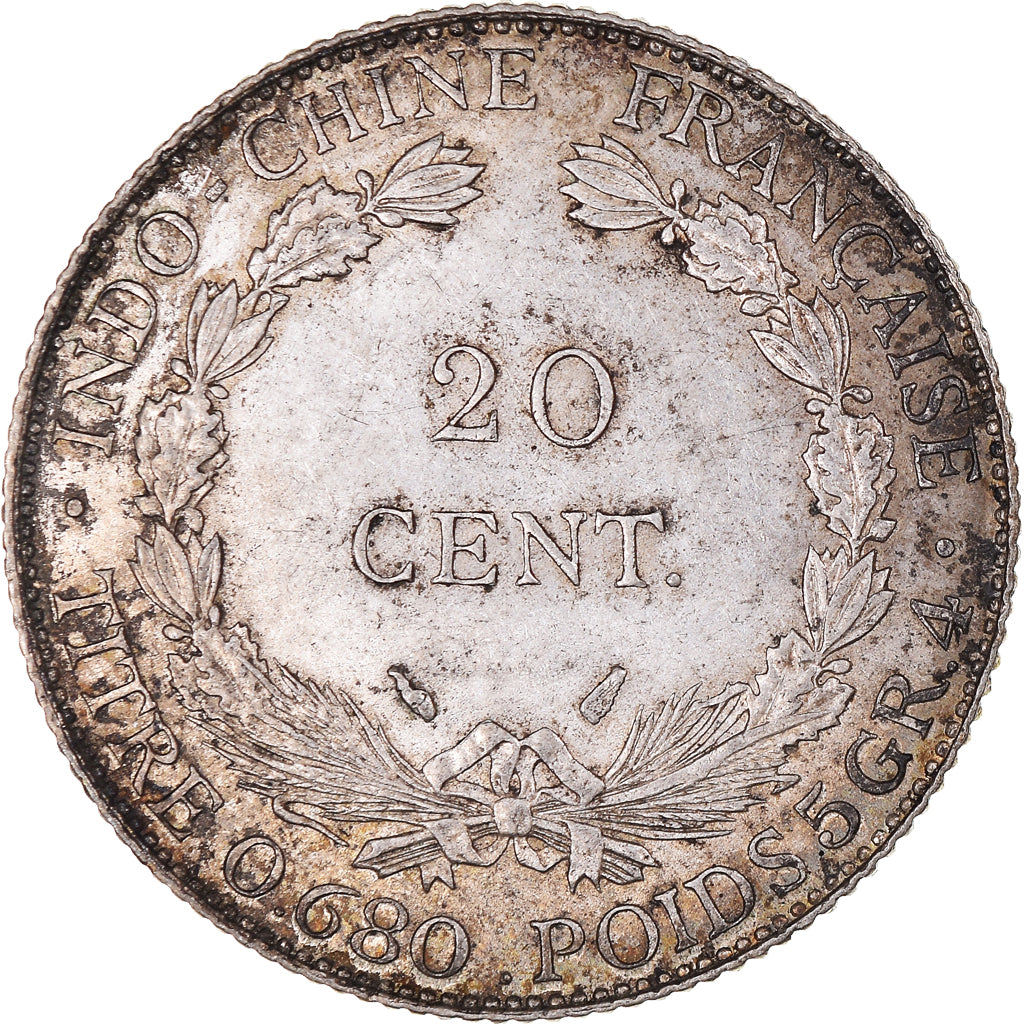 Münze, FRENCH INDO-CHINA, 20 Cents, 1937, Paris, SS, Silber, KM:17.2
