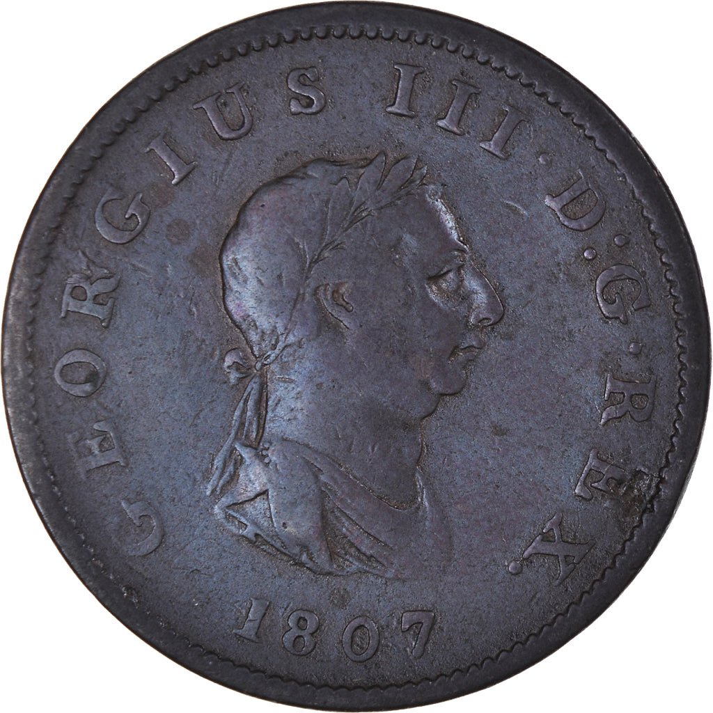Coin, Great Britain, George III, 1/2 Penny, 1807, VF(30-35), Copper, KM:662