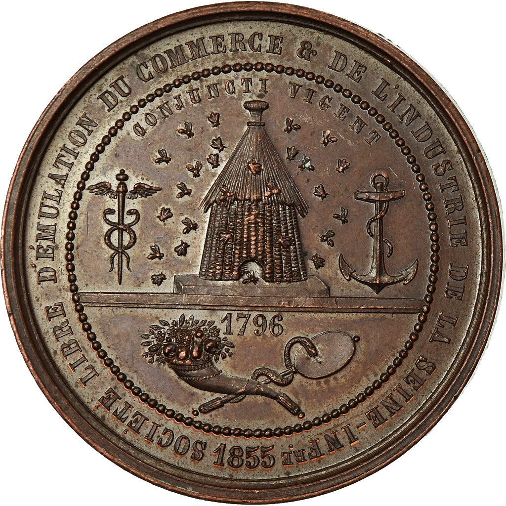 France, Token, Société d'Emulation, Commerce et Industrie, Seine Inf., 1855