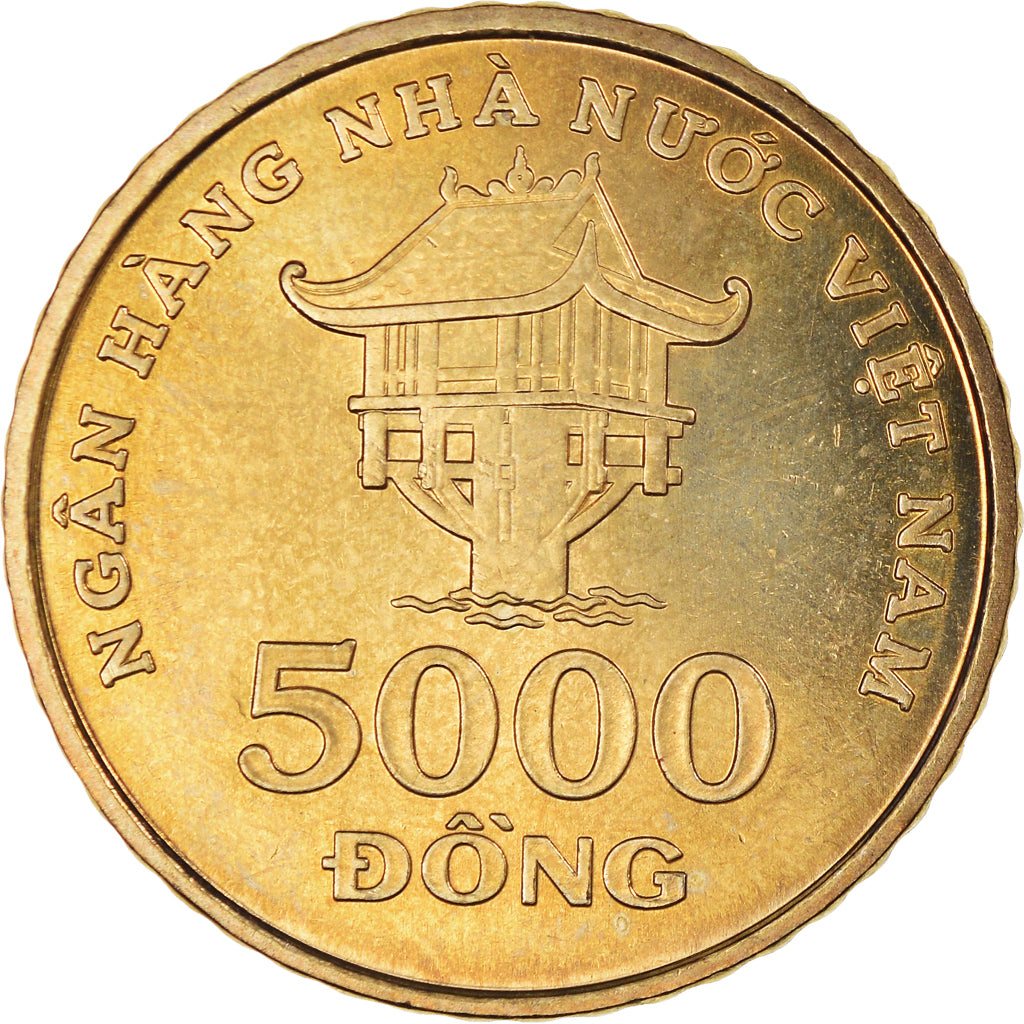 Coin, Vietnam, SOCIALIST REPUBLIC, 5000 Dông, 2003, Vantaa, MS(63), Brass