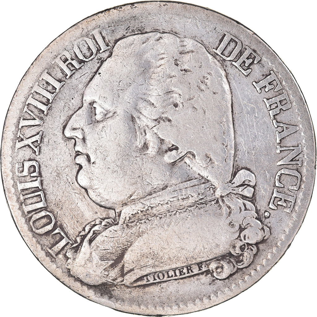 Moneta, Francia, Louis XVIII, Louis XVIII, 5 Francs, 1814, Bayonne, MB, Argento