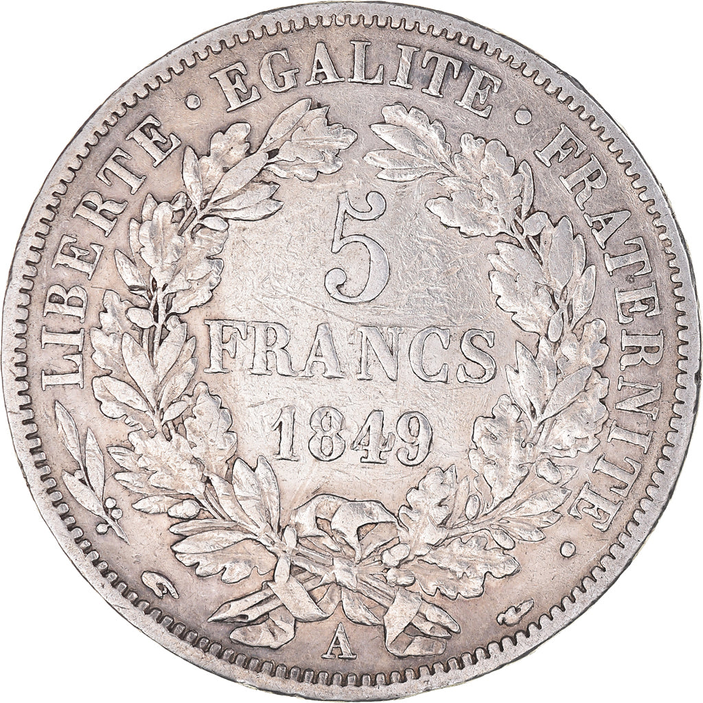 Moneta, Francia, Cérès, 5 Francs, 1849, Paris, BB, Argento, KM:761.1