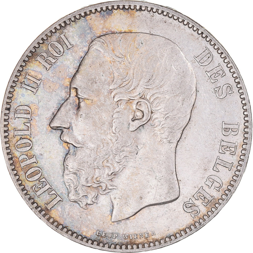 Moneta, Belgio, Leopold II, 5 Francs, 5 Frank, 1873, BB, Argento, KM:24
