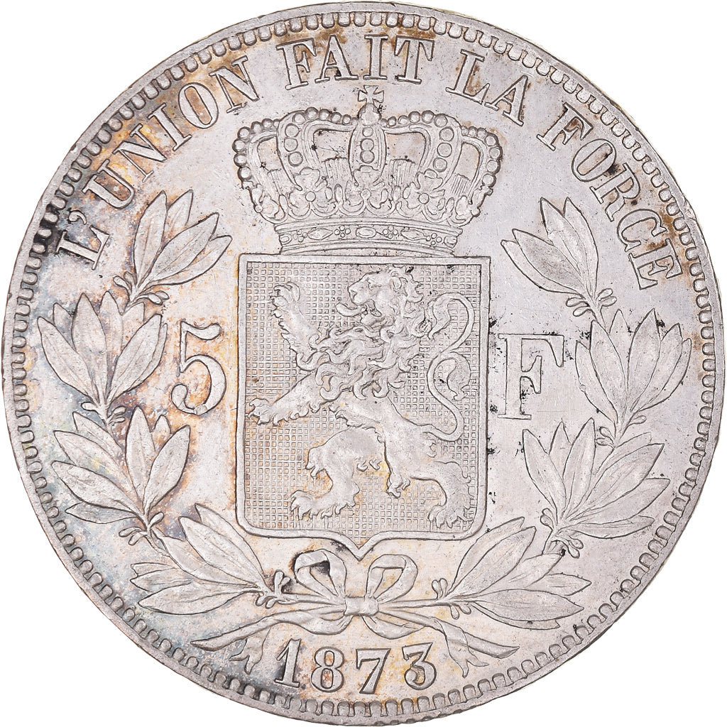Moneta, Belgio, Leopold II, 5 Francs, 5 Frank, 1873, BB, Argento, KM:24