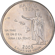 Coin, United States, Quarter Dollar, Quarter, 2008, U.S. Mint, Denver, Hawaii