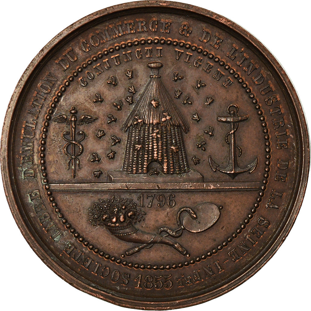 France, Token, Société d'Emulation, Commerce et Industrie, Seine Inf., 1855