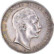 Moeda, Estados Alemães, PRUSSIA, Wilhelm II, 3 Mark, 1910, Berlin, AU(50-53)