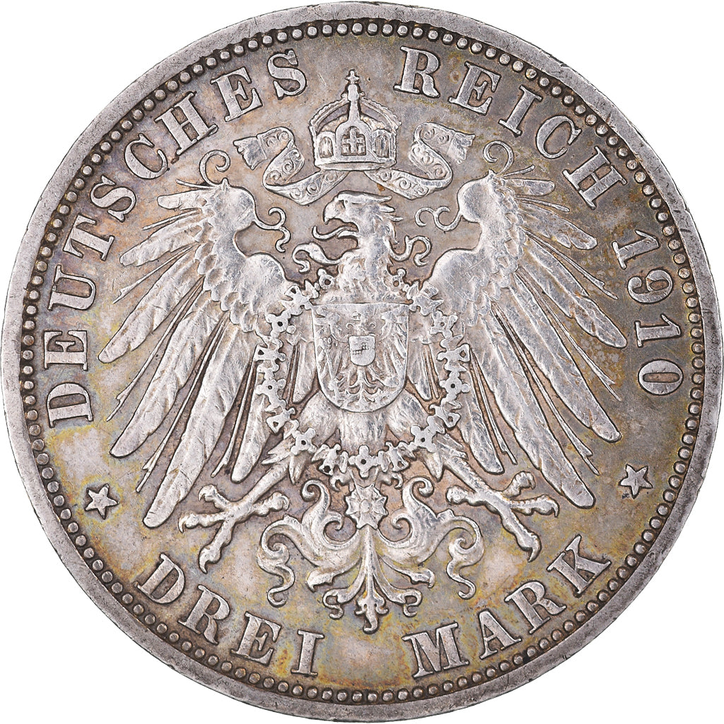 Moeda, Estados Alemães, PRUSSIA, Wilhelm II, 3 Mark, 1910, Berlin, AU(50-53)