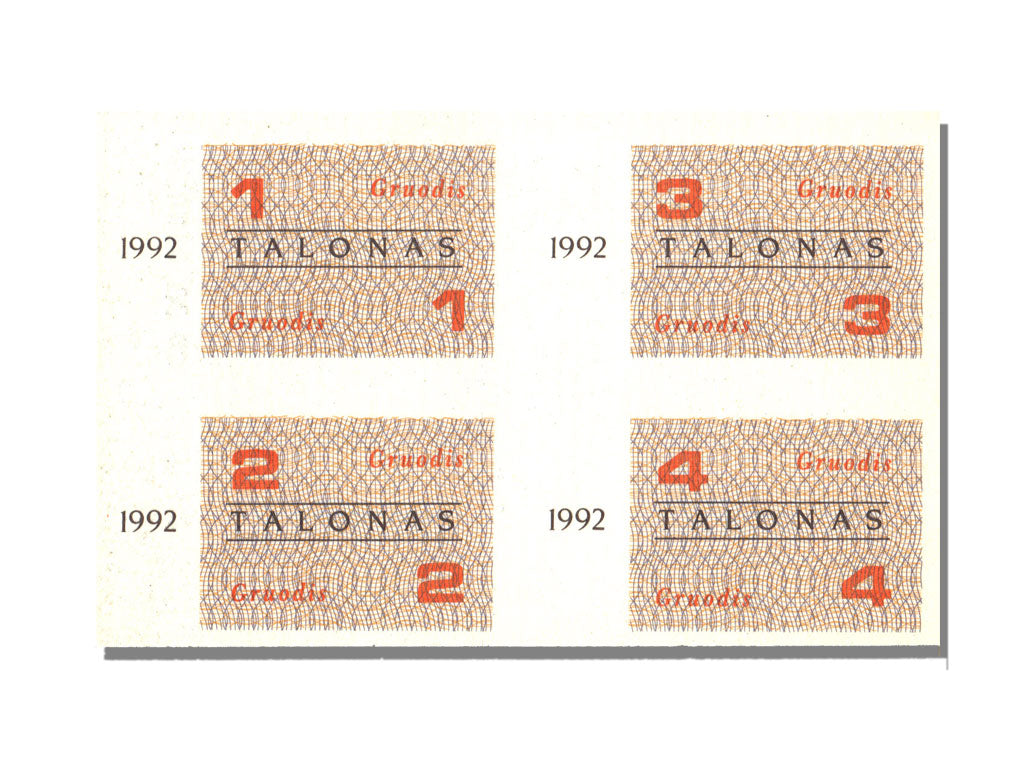 Lithuania, 1,2,3,4 Talonas, 1992, UNC(65-70)