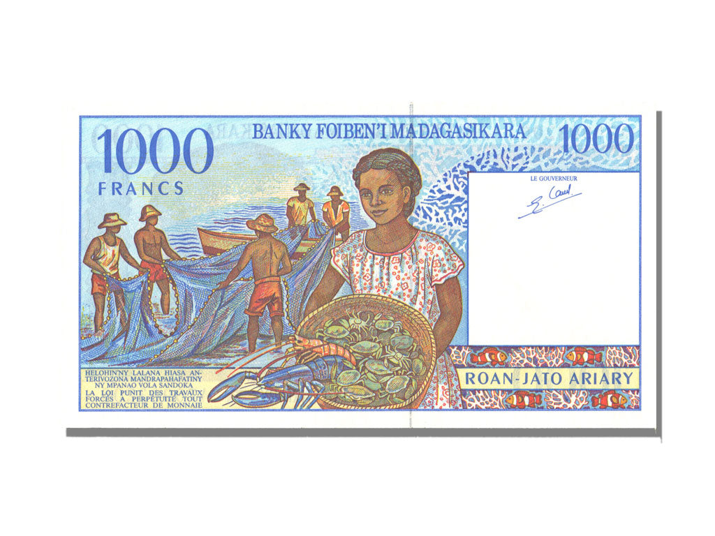 Madagascar, 1000 Francs = 200 Ariary, KM #76a, UNC(65-70), A