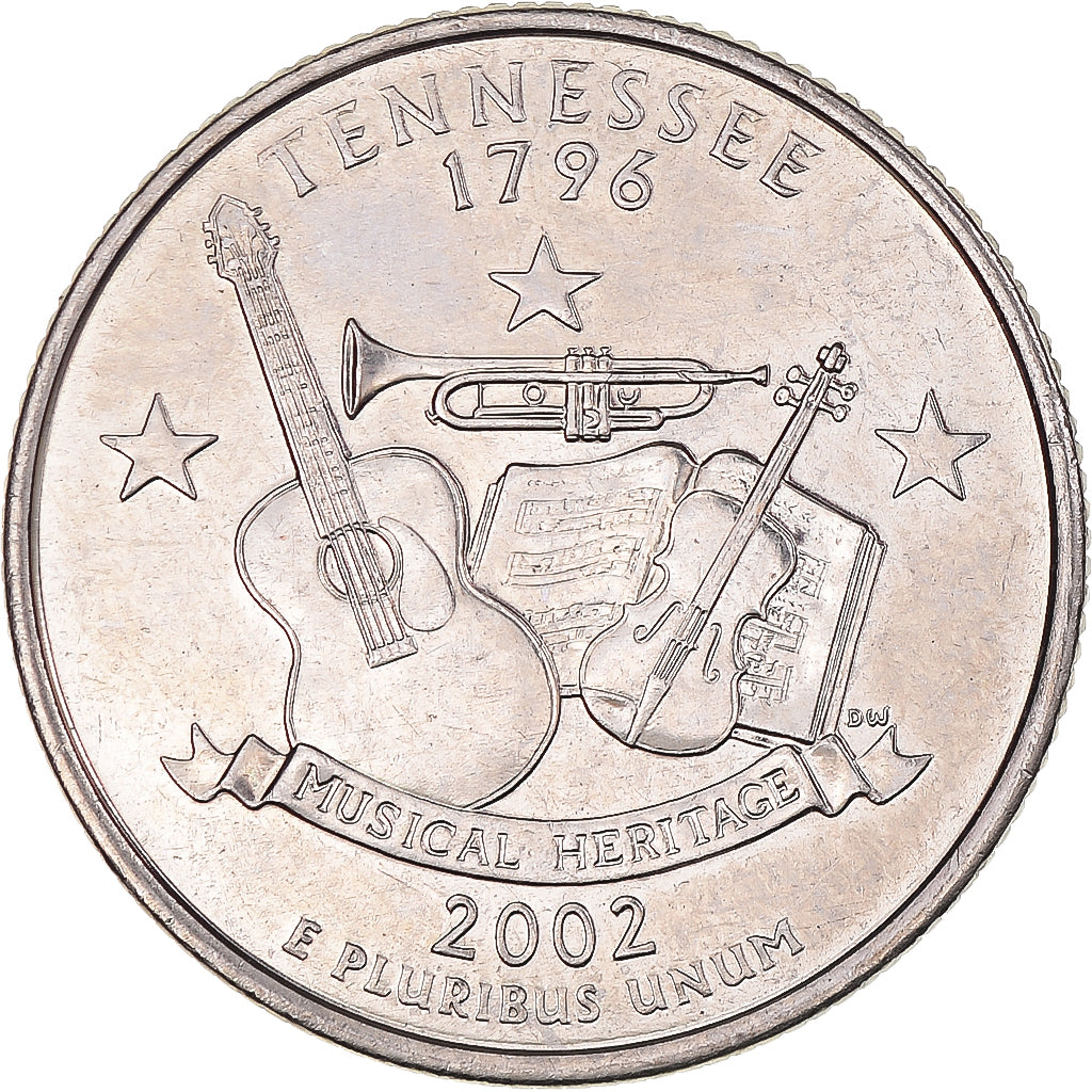Coin, United States, Quarter Dollar, Quarter, 2002, U.S. Mint, Denver, Tennessee