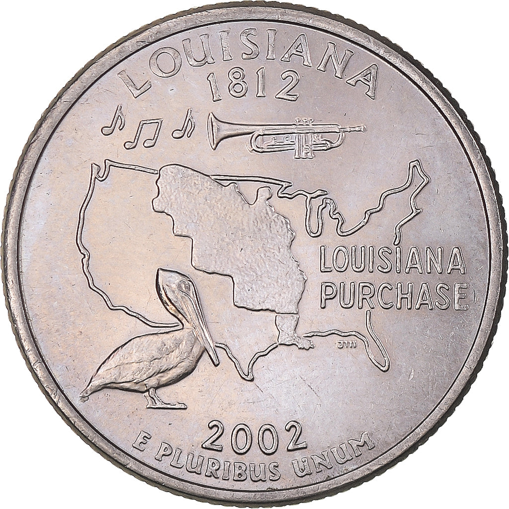 Coin, United States, Quarter Dollar, Quarter, 2002, U.S. Mint, Denver, Louisiana