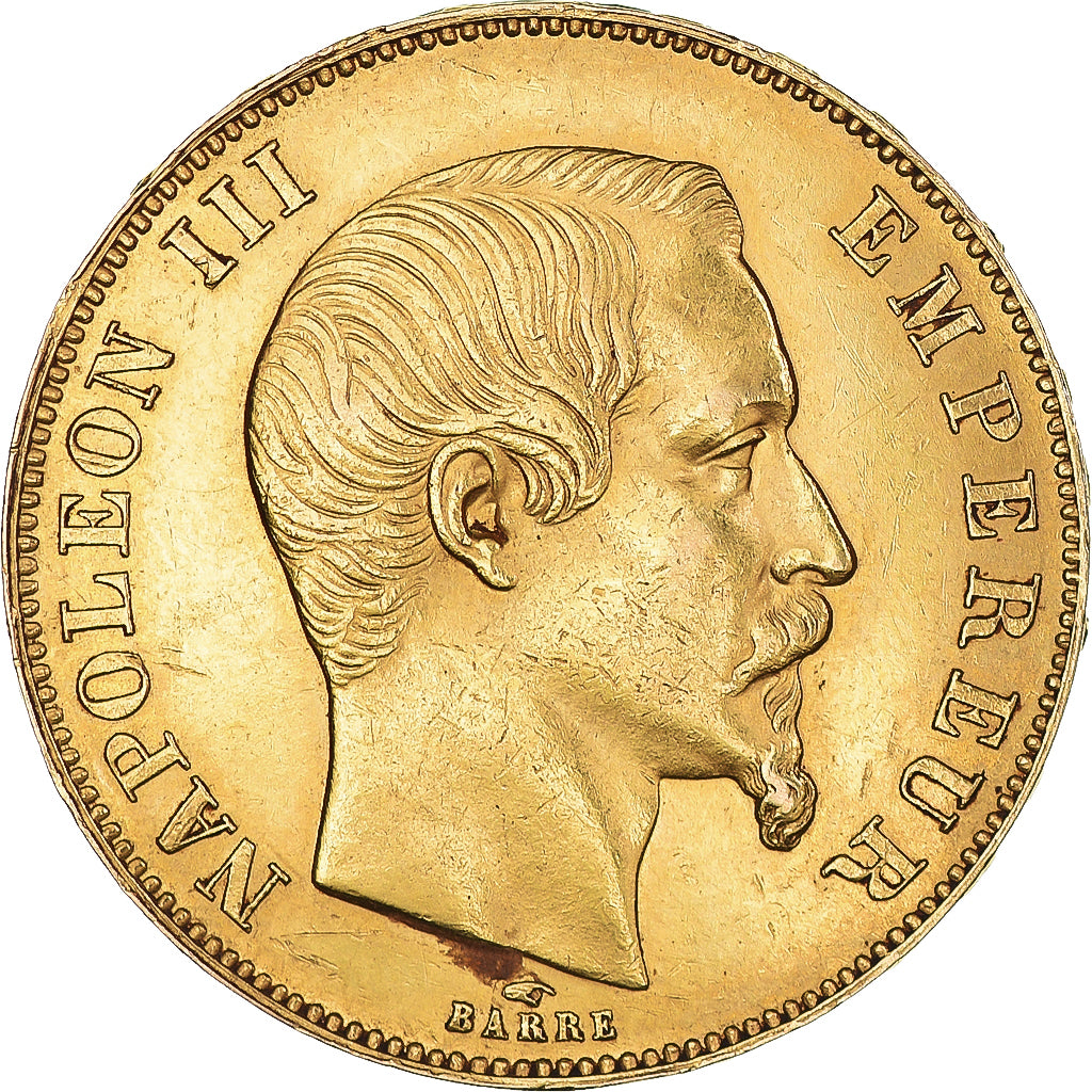 Moeda, França, Napoleon III, 50 Francs, 1857, Paris, AU(55-58), Dourado