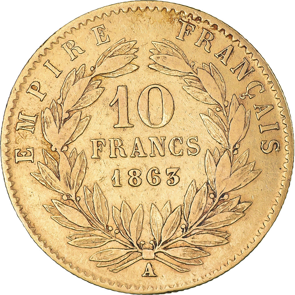 Monnaie, France, Napoleon III, 10 Francs, 1863, Paris, TB+, Or, Gadoury:1015