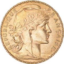 Moneta, Francja, Marianne, 20 Francs, 1910, Paris, Coq, MS(60-62), Złoto