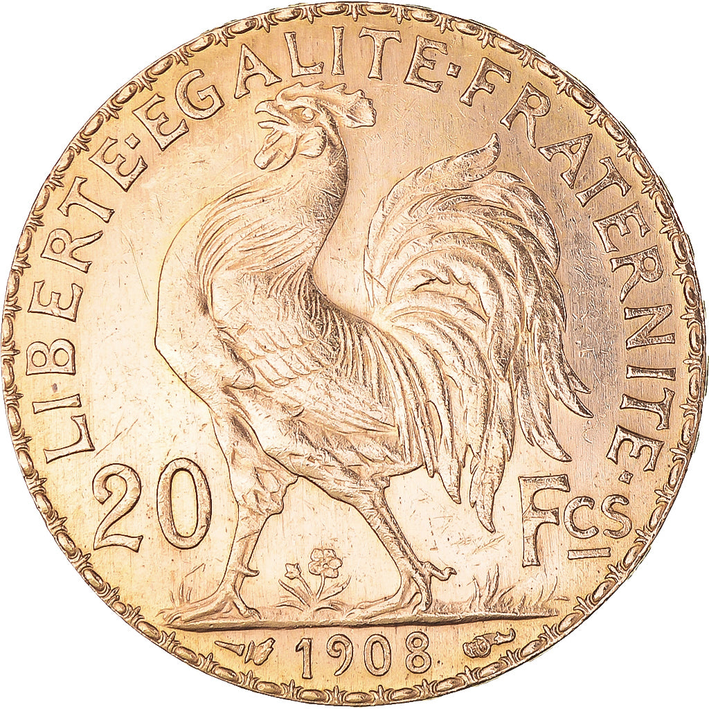 Monnaie, France, Marianne, 20 Francs, 1908, Paris, Coq, SPL, Or, Gadoury:1064a