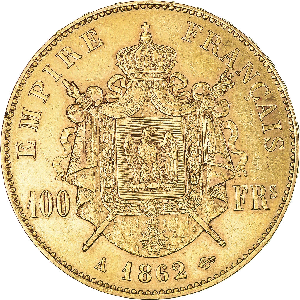 Moneta, Francja, Napoleon III, Napoléon III, 100 Francs, 1862, Paris