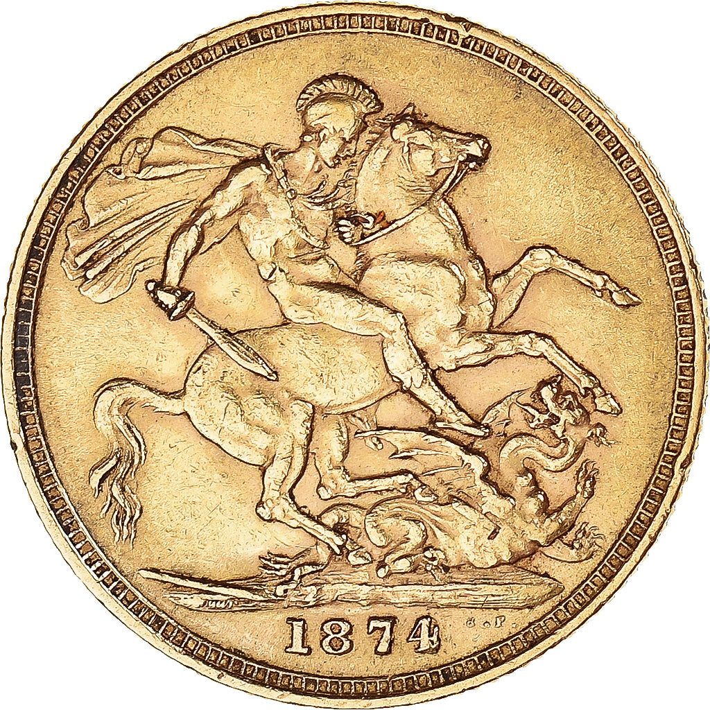Monnaie, Australie, Victoria, Souverain, Sovereign, 1874, Melbourne, SUP, Or