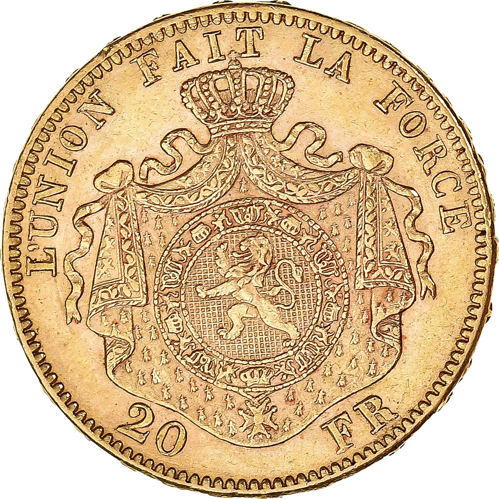 Moneta, Belgio, Leopold II, 20 Francs, 20 Frank, 1874, SPL-, Oro, KM:37
