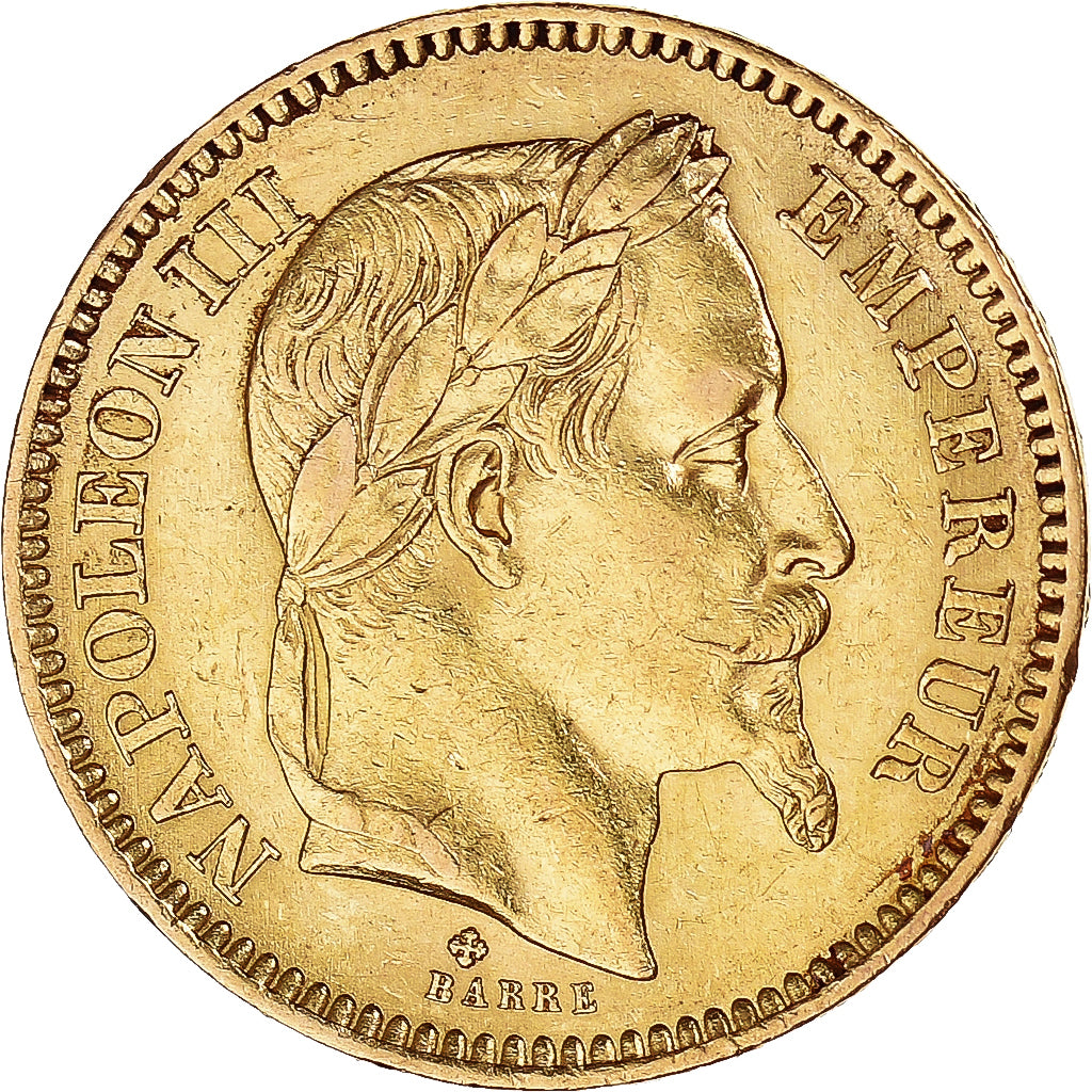 Moeda, França, Napoléon III, 20 Francs, 1864, Strasbourg, AU(55-58), Dourado