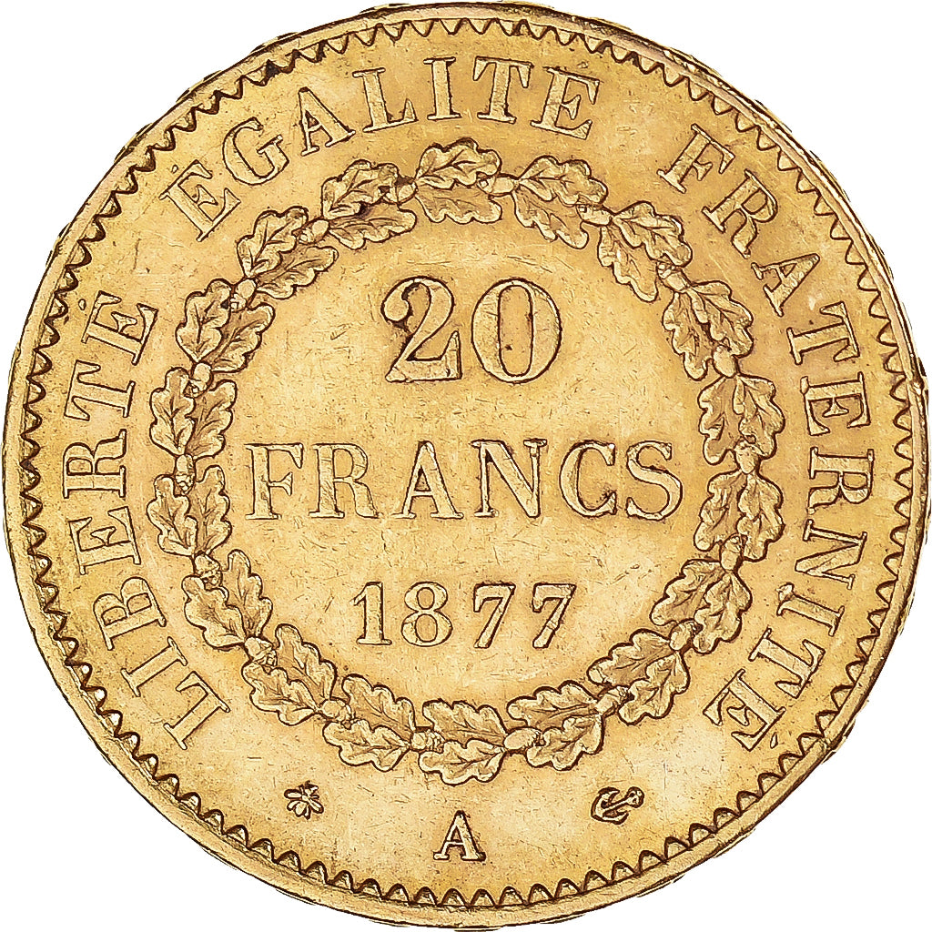 Coin, France, Génie, 20 Francs, 1877, Paris, AU(50-53), Gold, KM:825