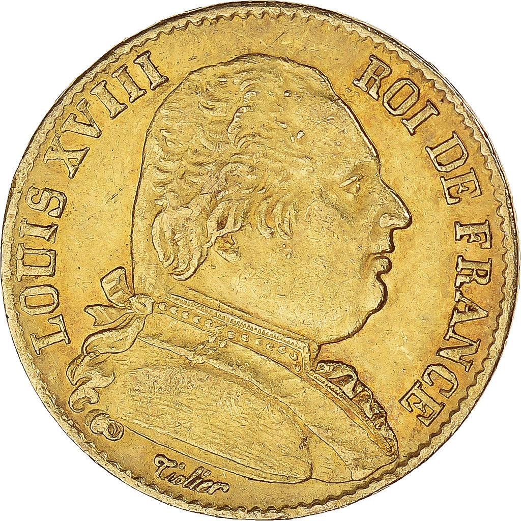 Coin, France, Louis XVIII, Louis XVIII, 20 Francs, 1814, Paris, EF(40-45), Gold