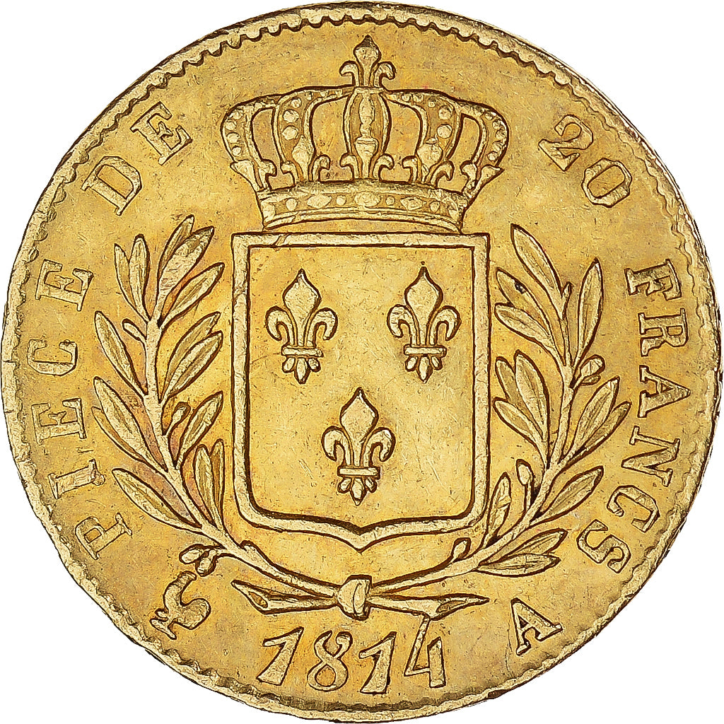 Coin, France, Louis XVIII, Louis XVIII, 20 Francs, 1814, Paris, EF(40-45), Gold
