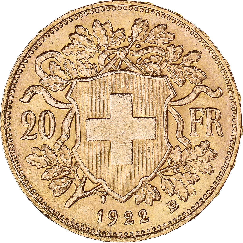 Moneda, Suiza, 20 Francs, 1922, Berne, SC, Oro, KM:35.1