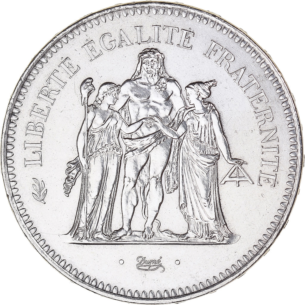 Moeda, França, Hercule, 50 Francs, 1975, Paris, MS(63), Prata, KM:941.1