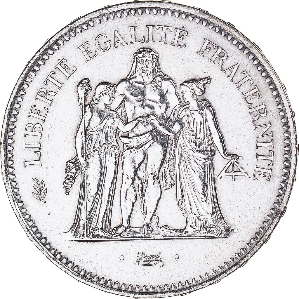 Moeda, França, Hercule, 50 Francs, 1978, Paris, MS(63), Prata, KM:941.1