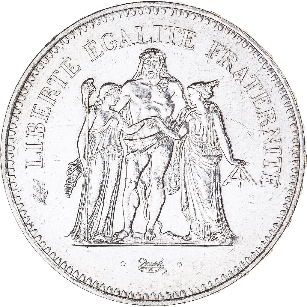 Moeda, França, Hercule, 50 Francs, 1979, Paris, MS(63), Prata, KM:941.1