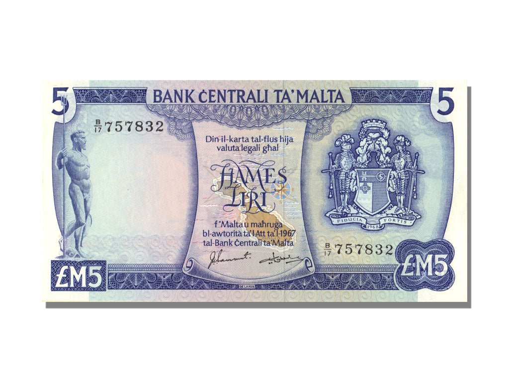 Malta, 5 Liri, 1967, UNC(65-70), B/17