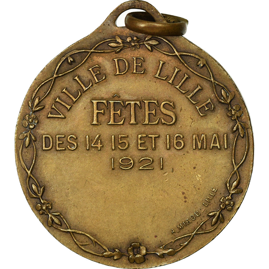 France, Médaille, Ville de Lille, Fêtes, 1921, SPL, Bronze