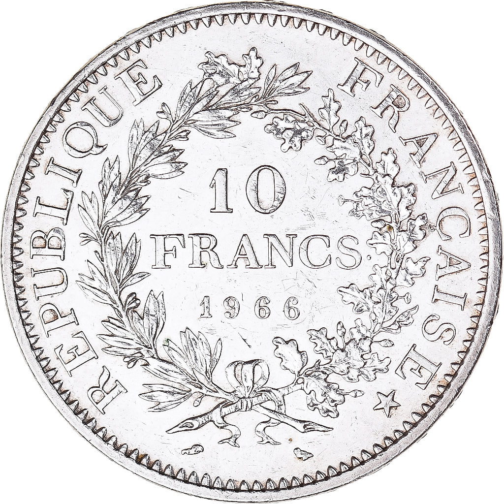 Moeda, França, Hercule, 10 Francs, 1966, Paris, MS(63), Prata, KM:932