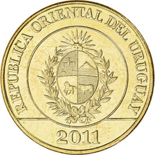 Münze, Uruguay, 5 Pesos Uruguayos, 2011, UNZ, Brass plated steel, KM:137