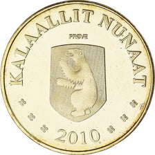 Moeda, Gronelândia, KALAALLIT NUNAAT, 20 Kroner, 2010, MS(63), Latão, KM:Pr7
