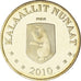 Moeda, Gronelândia, KALAALLIT NUNAAT, 20 Kroner, 2010, MS(63), Latão, KM:Pr7