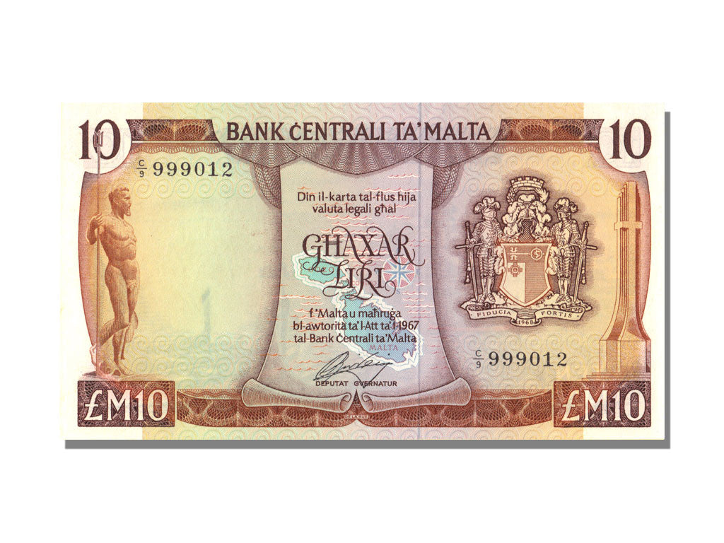 Malta, 10 Liri, 1967, KM #33e, UNC(65-70), C/9