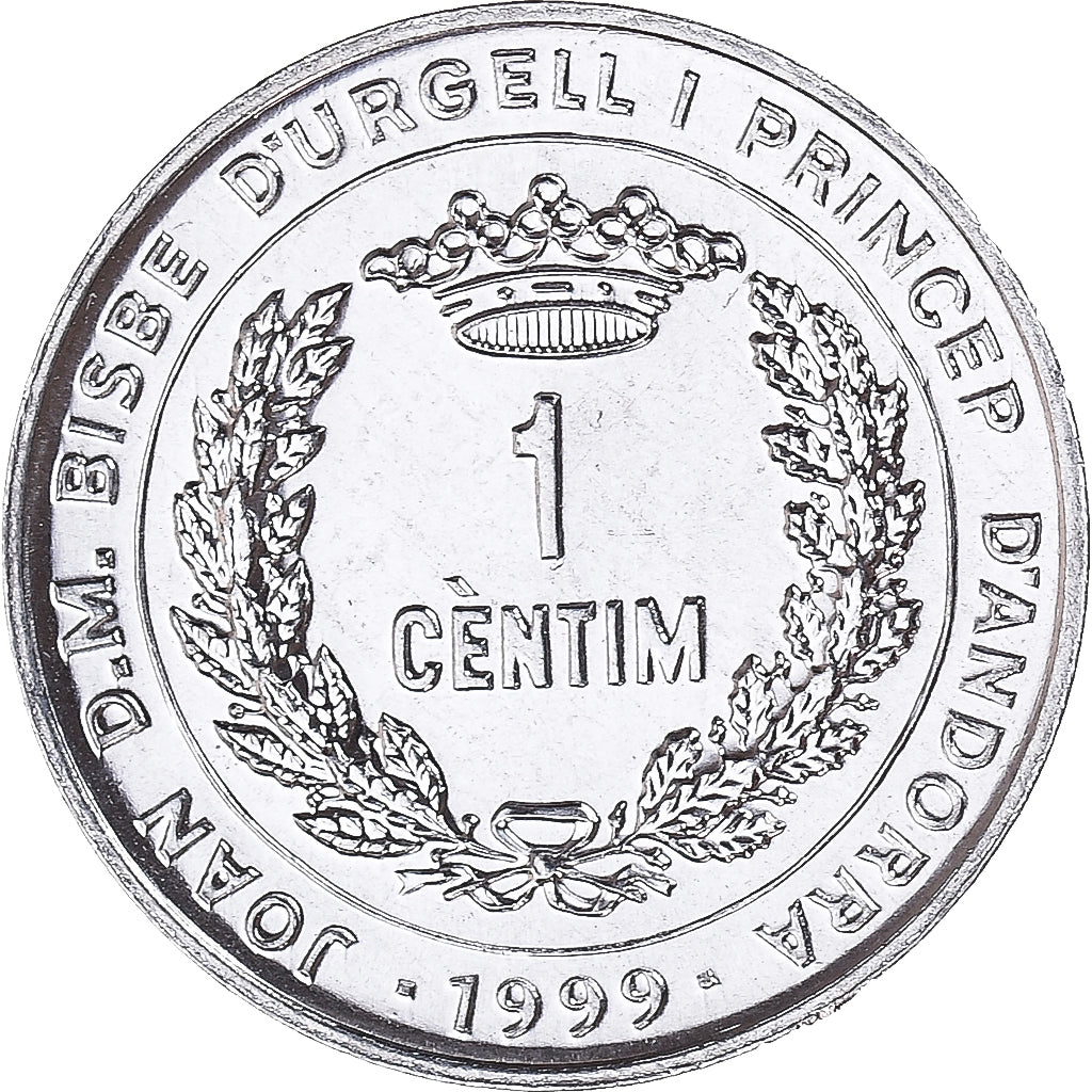 Coin, Andorra, Centim, 1999, MS(63), Aluminum, KM:171
