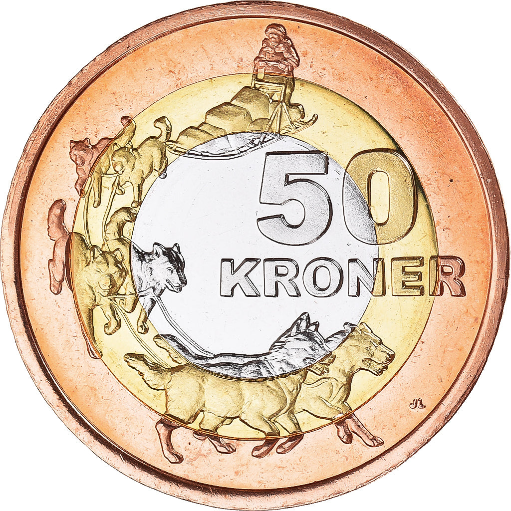 Moneda, Groenlandia, KALAALLIT NUNAAT, 50 Kroner, 2010, EBC, Trimetálico
