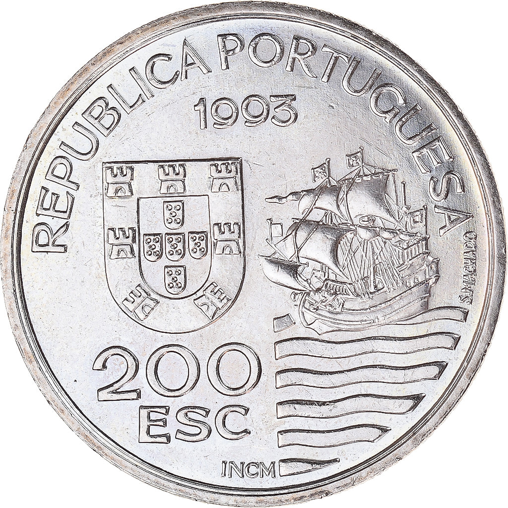 Moeda, Portugal, 200 Escudos, 1993, AU(55-58), Prata, KM:665a