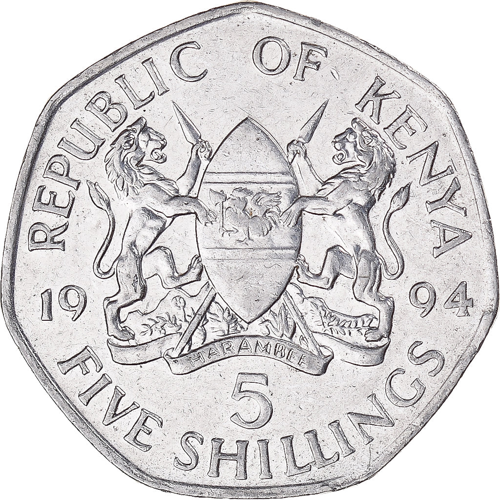 Monnaie, Kenya, 5 Shillings, 1994, British Royal Mint, SUP+, Nickel plaqué