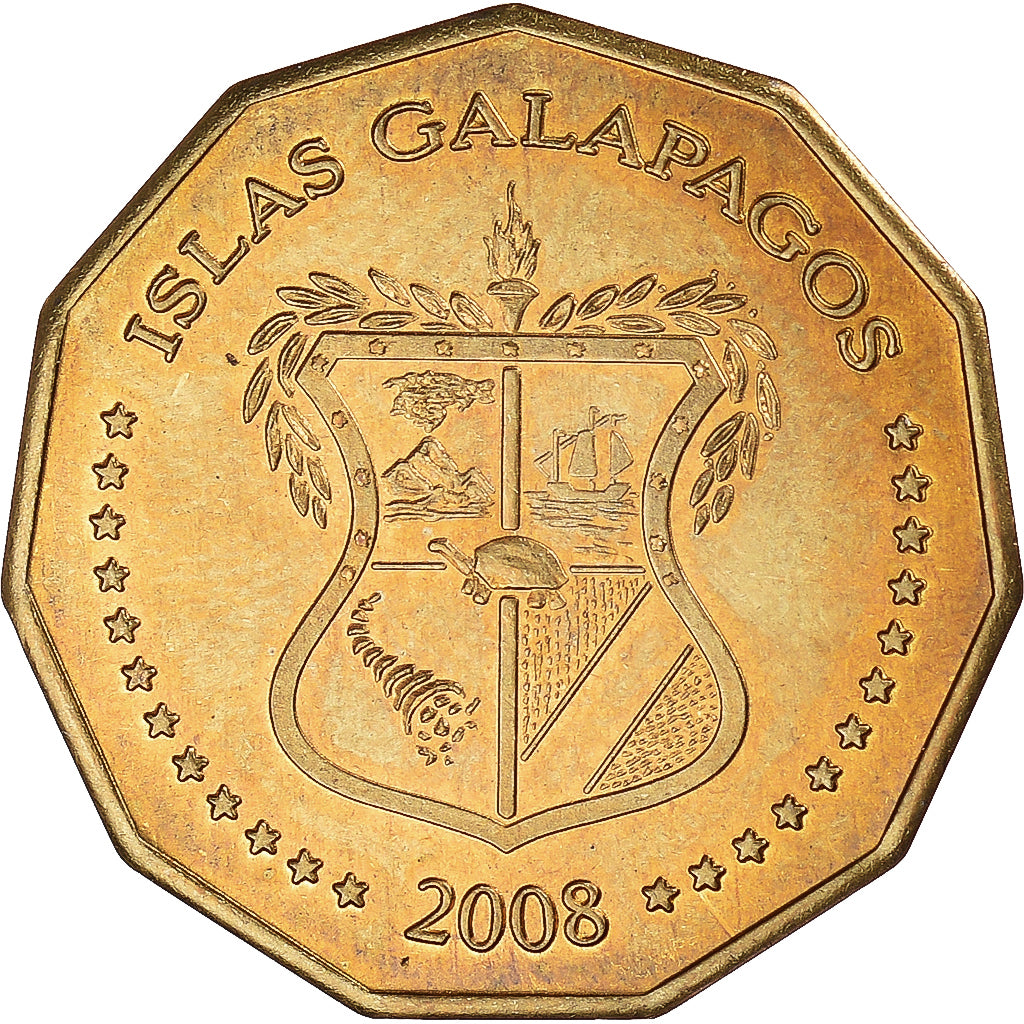 Moeda, GALAPAGOS ISLANDS, Dolar, 2008, EF(40-45), Latão, KM:6