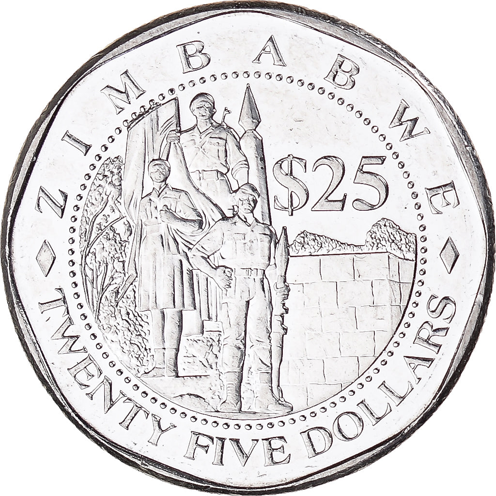 Moneda, Zimbabue, 25 Dollars, 2003, Harare, SC, Níquel chapado en acero, KM:15