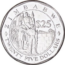 Moneda, Zimbabue, 25 Dollars, 2003, Harare, SC, Níquel chapado en acero, KM:15