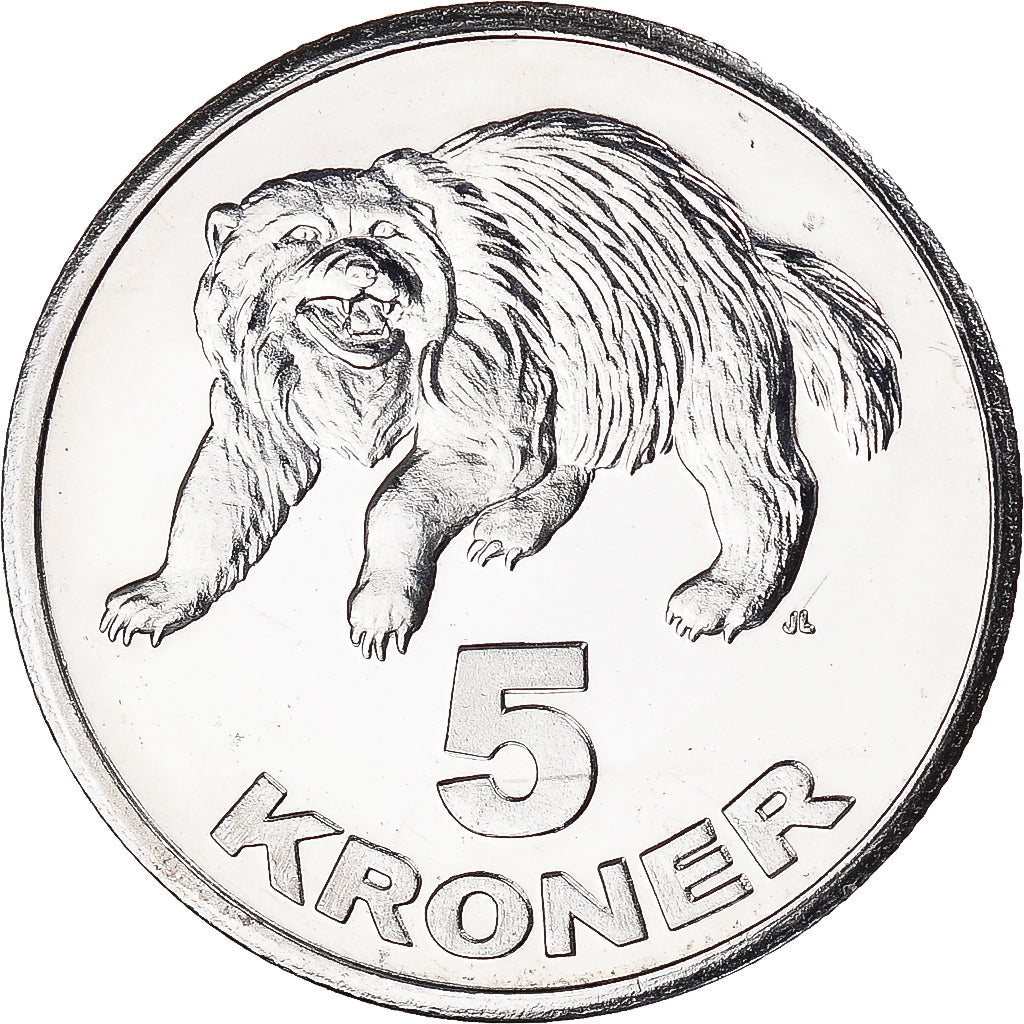 Moneta, Grenlandia, KALAALLIT NUNAAT, 5 Kroner, 2010, MS(60-62), Mosiądz