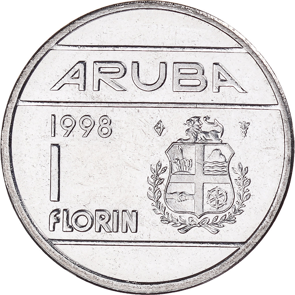 Coin, Aruba, Beatrix, Florin, 1998, Utrecht, MS(60-62), Nickel Bonded Steel
