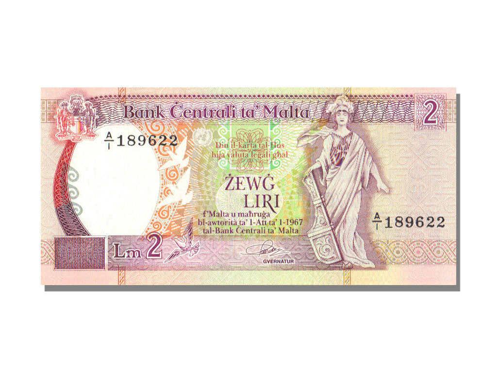 Malta, 2 Liri, KM #41, UNC(65-70), A/1