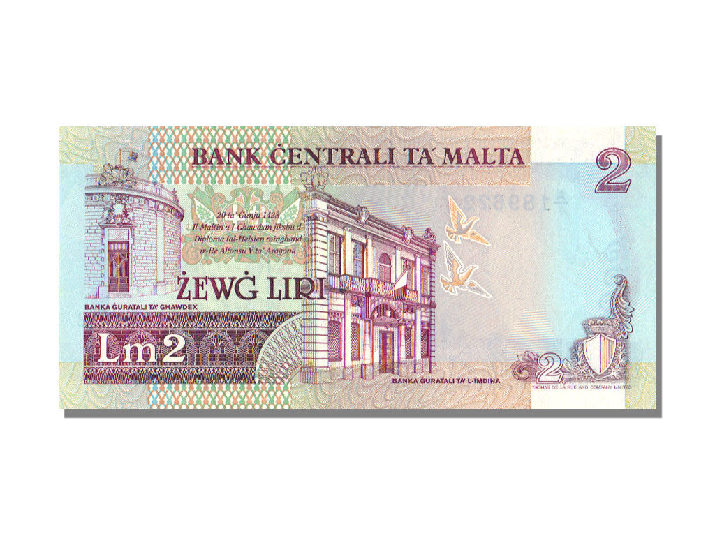 Malta, 2 Liri, KM #41, UNC(65-70), A/1